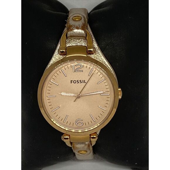 Fossil ES418 Women's Leather Rose Gold Analog Dial Quartz Wrist Watch LB294 - Picture 3 of 12